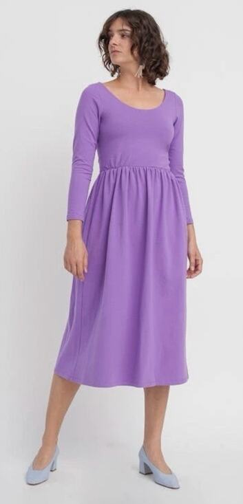 Loup Dresses & Skirts - Loup Purple Fosse Midi Dress 3/4 Sleeve Scoop Neck Fit & Flare Size Medium